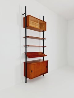 Mid century String shelf system teak & metal by Olof Pira Sweden, 1950s