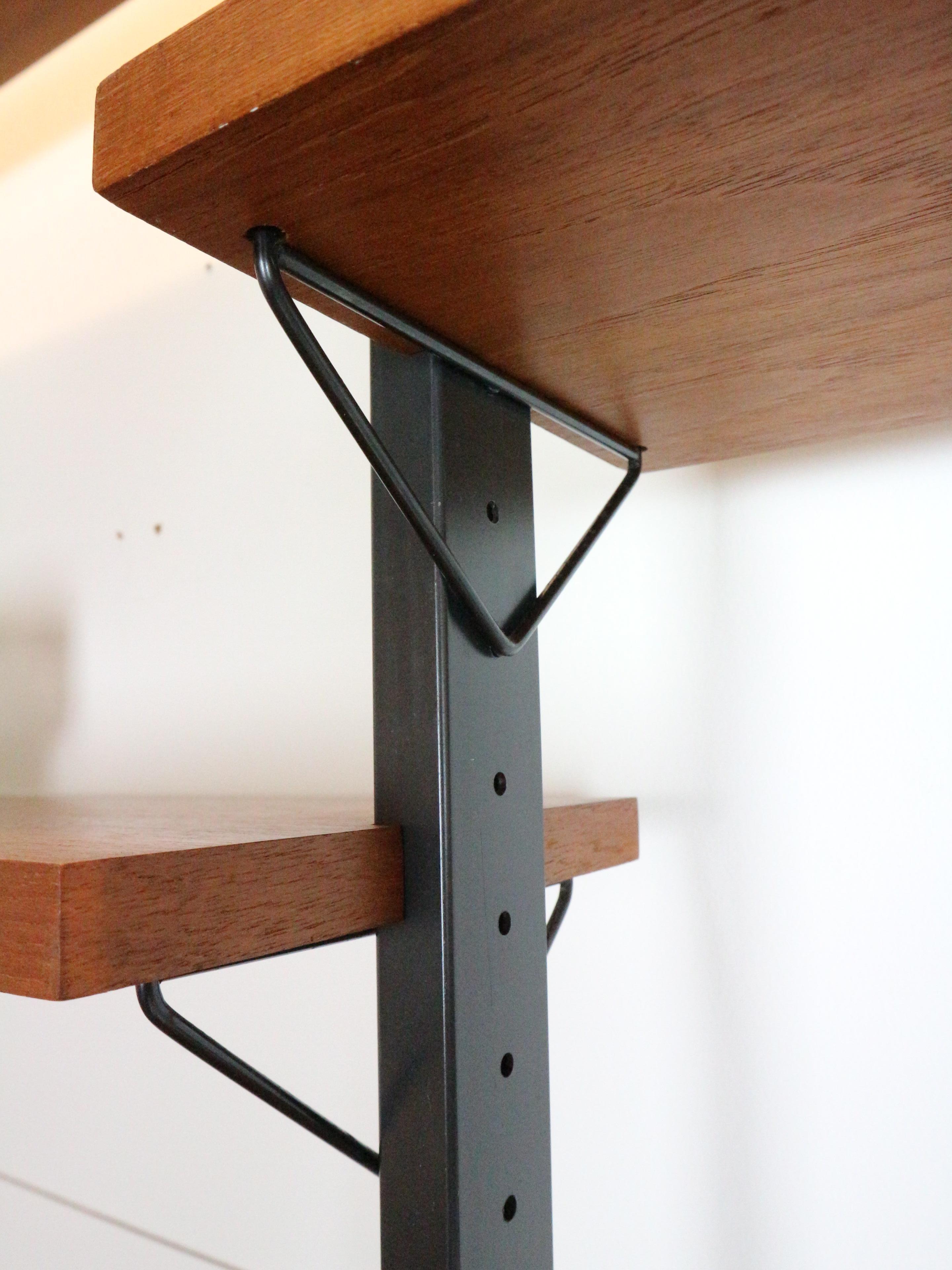Mid century String shelf system teak & metal by Olof Pira Sweden, 1960s For Sale 3