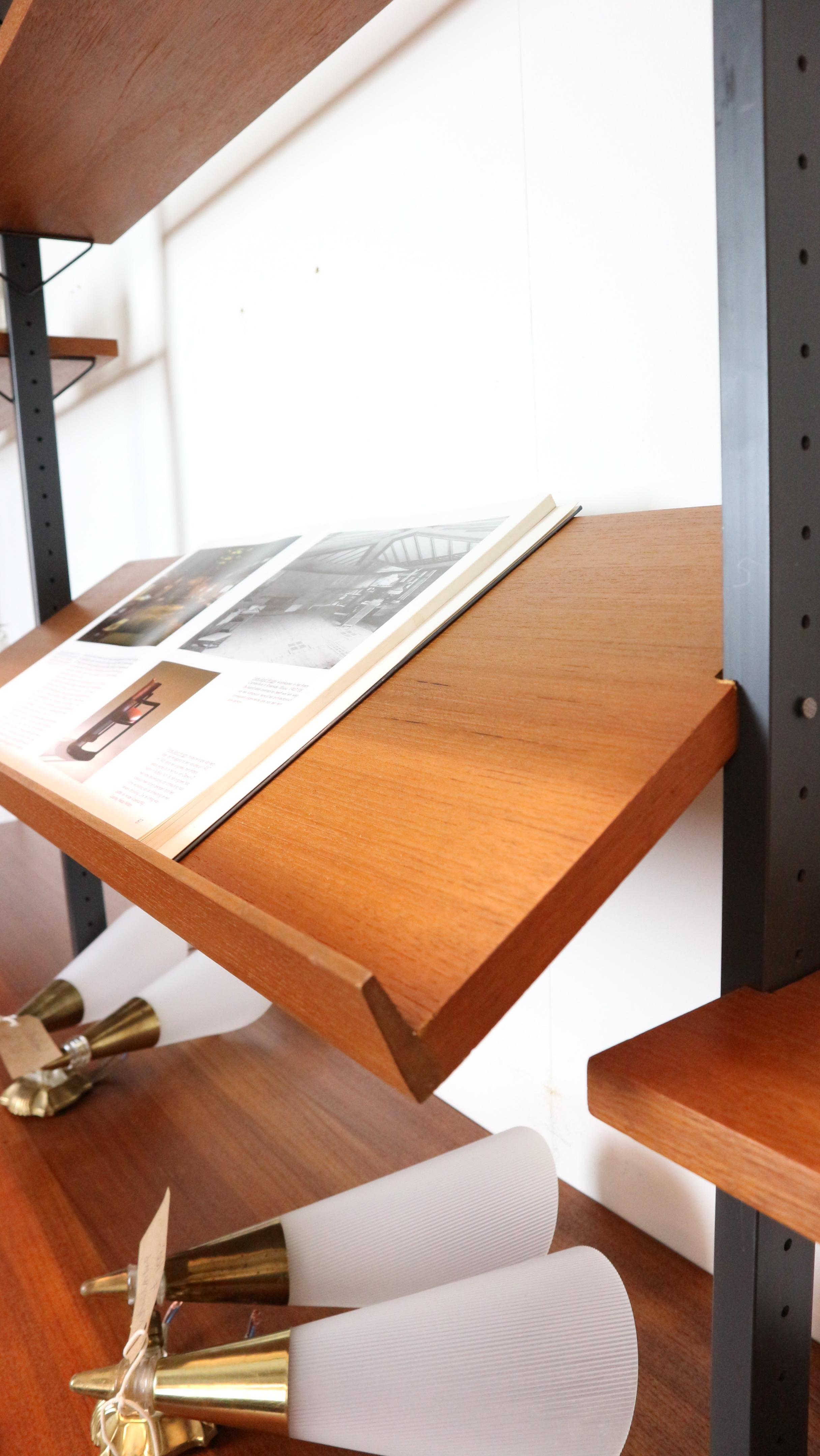 XXL Mid century String shelf system teak & metal by Olof Pira Sweden, 1960s For Sale 3