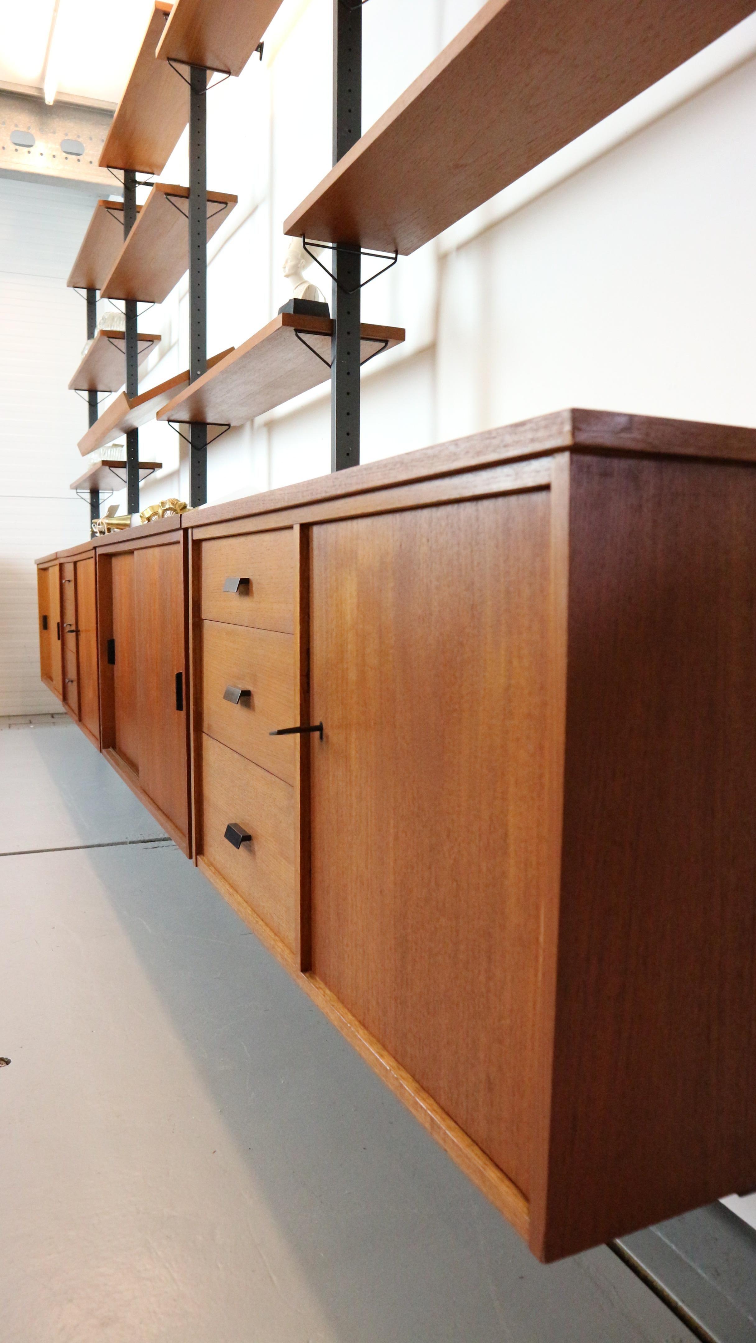 XXL Mid-Century String-Regalsystem aus Teakholz und Metall von Olof Pira Schweden, 1960er Jahre 6