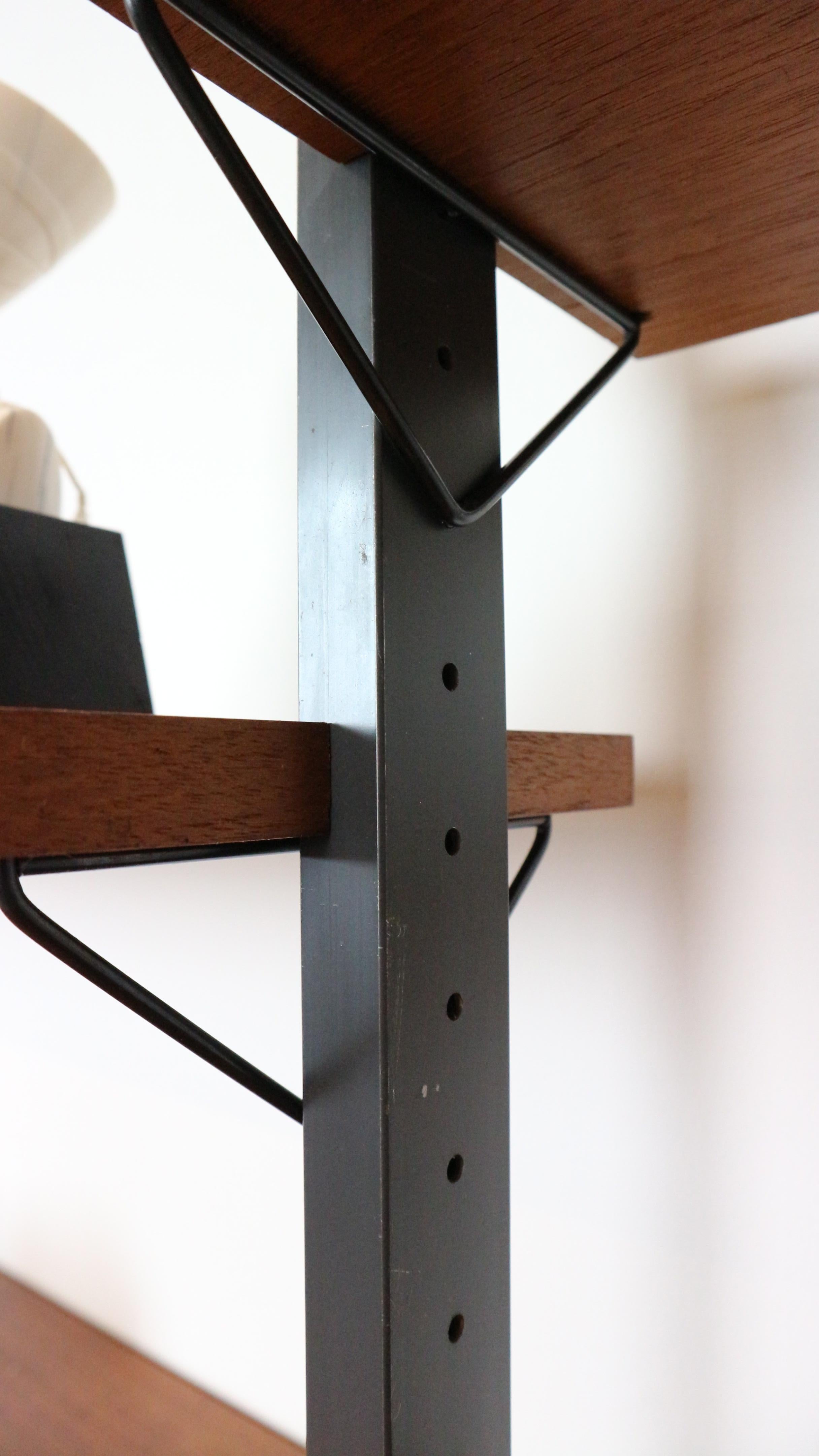 XXL Mid century String shelf system teak & metal by Olof Pira Sweden, 1960s For Sale 7