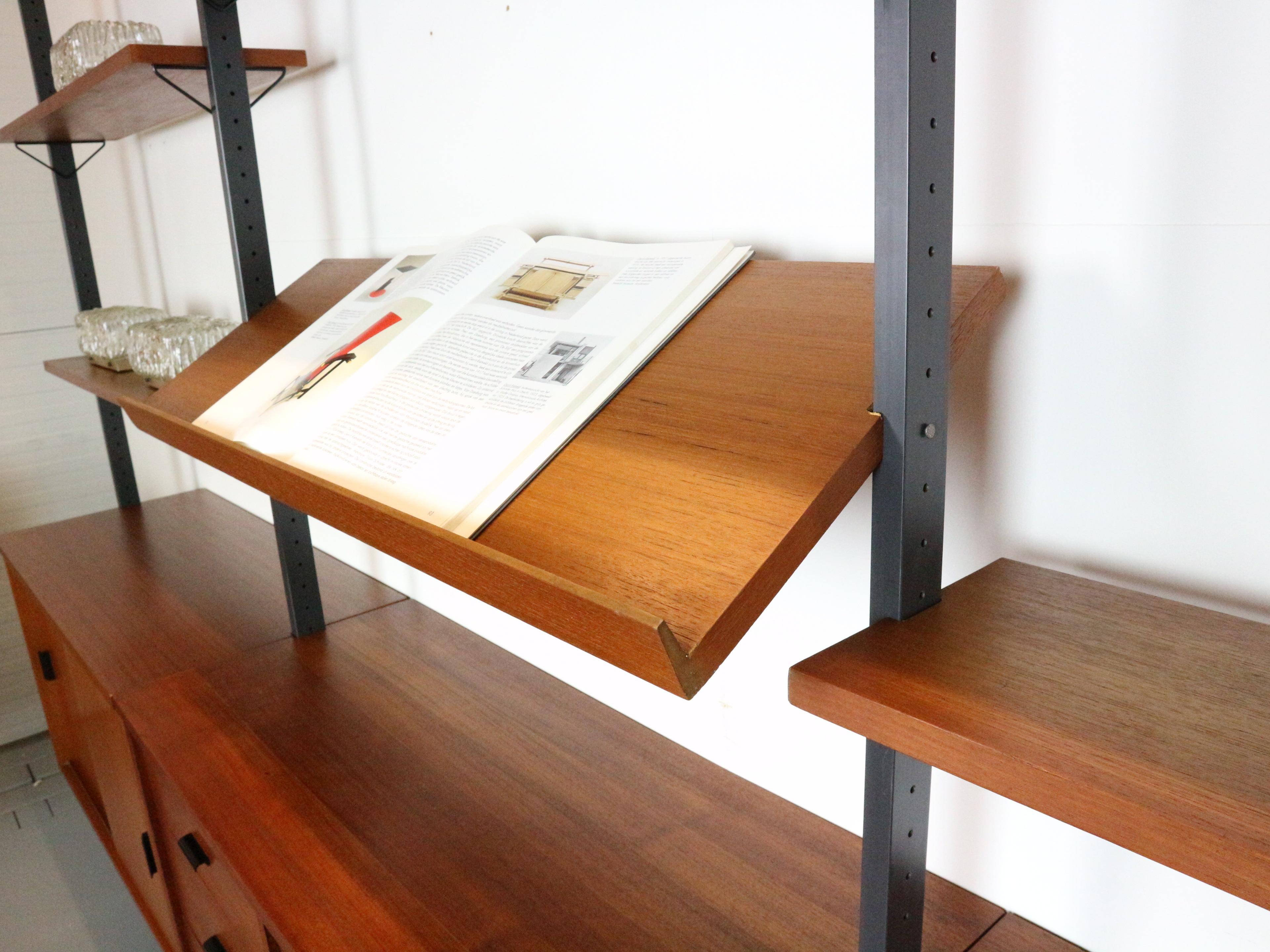 Mid century String shelf system teak & metal by Olof Pira Sweden, 1960s In Good Condition For Sale In The Hague, NL