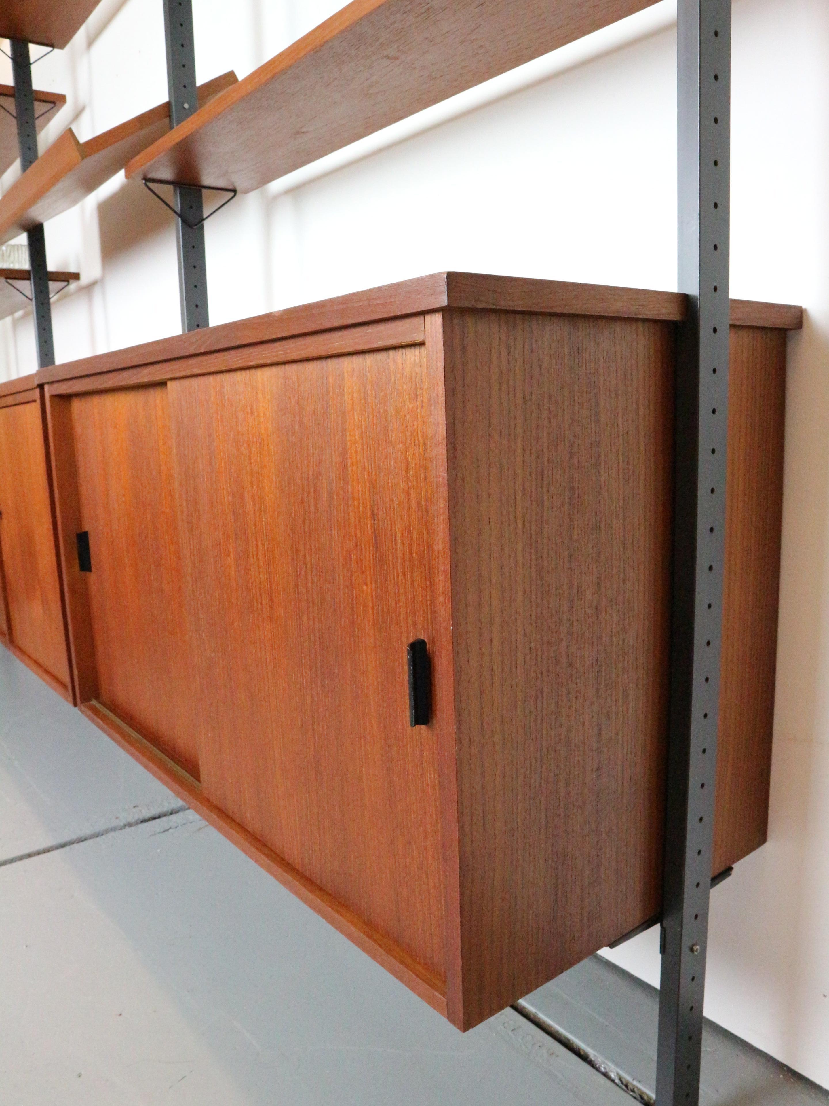 20th Century Mid century String shelf system teak & metal by Olof Pira Sweden, 1960s For Sale