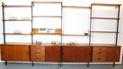 Retro XXL Mid century String shelf system teak & metal by Olof Pira Sweden, 1960s