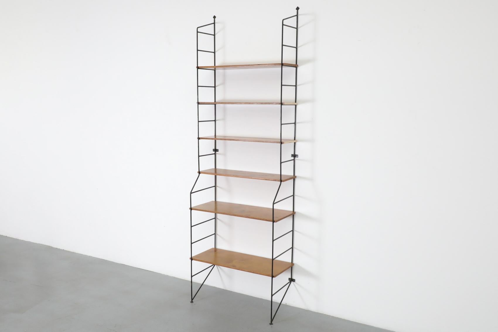 Dutch Mid-Century String Style Footed Wall Mount Shelving Unit