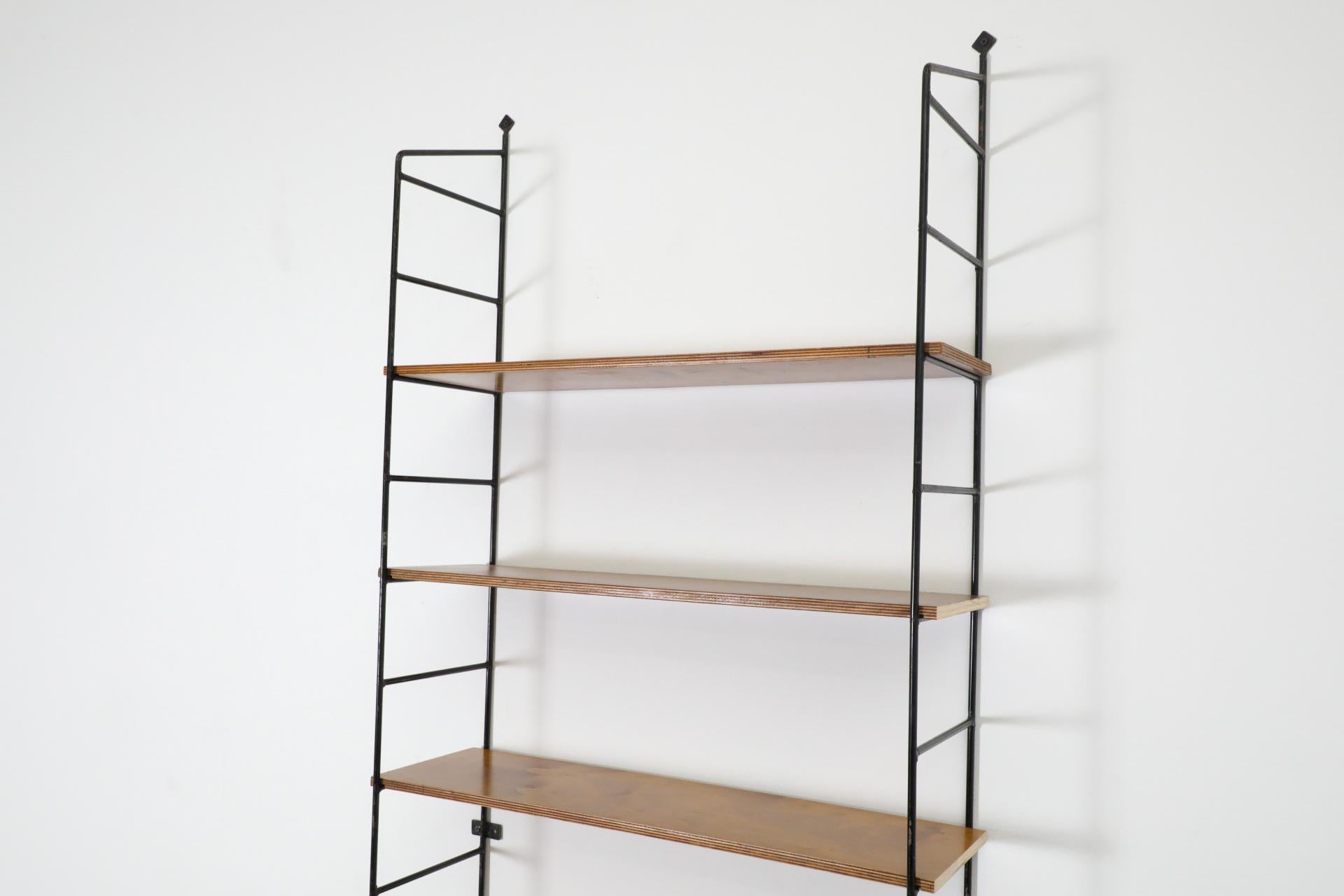 Enameled Mid-Century String Style Footed Wall Mount Shelving Unit