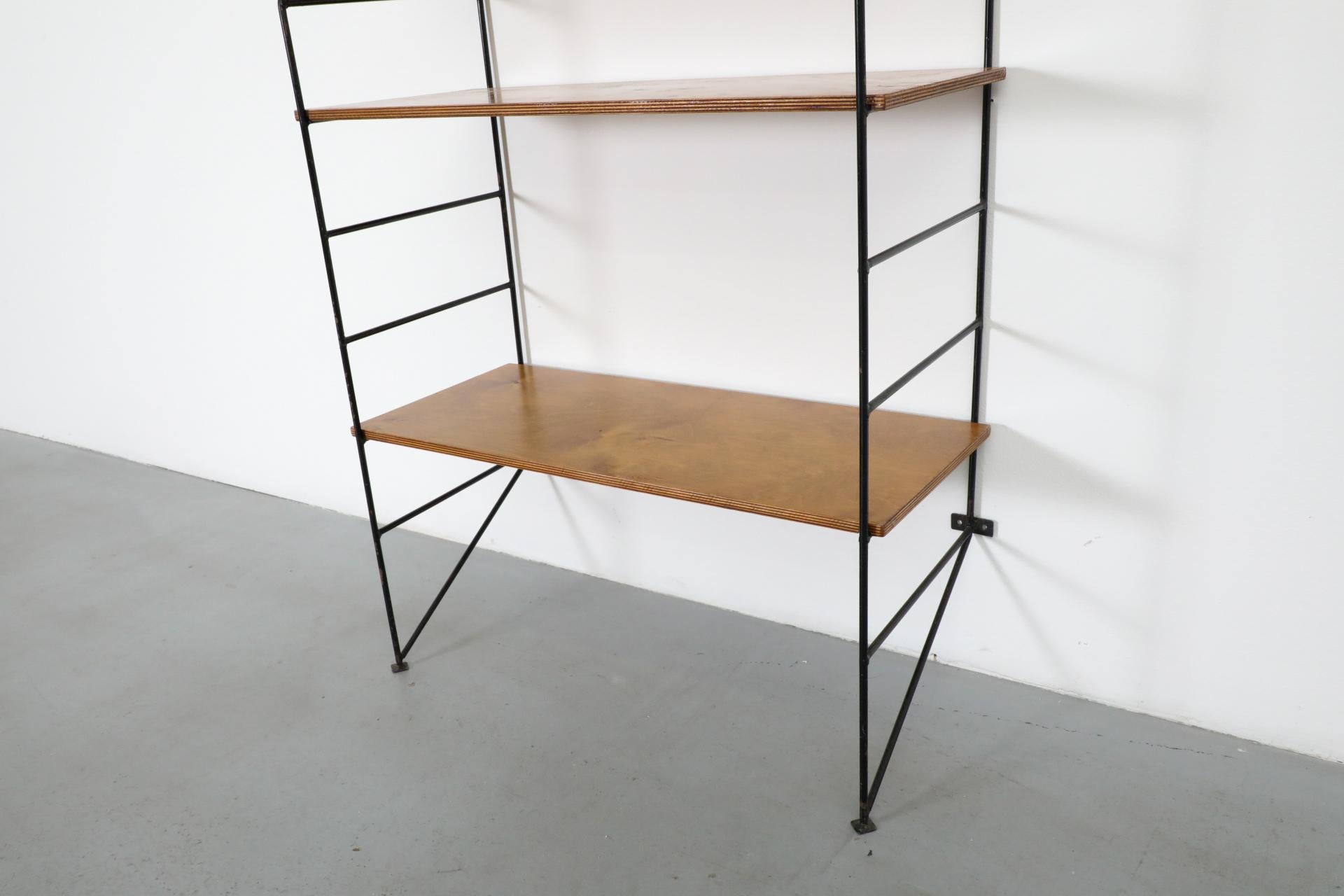 20th Century Mid-Century String Style Footed Wall Mount Shelving Unit