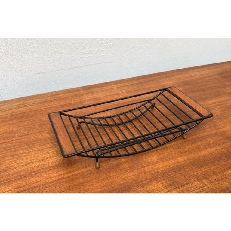 Mid-Century String Style Fruit Bowl With Teak Handle, 1960s For Sale 4