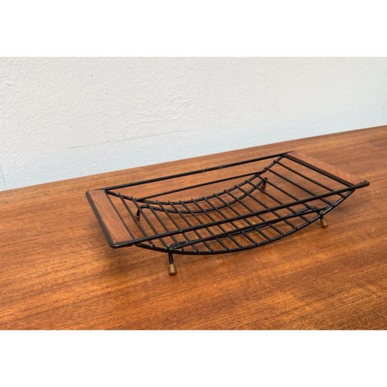 Mid-Century String Style Fruit Bowl With Teak Handle, 1960s For Sale 6