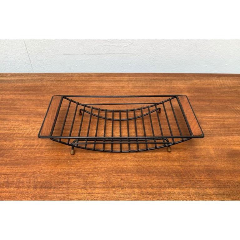 Mid-Century String Style Fruit Bowl With Teak Handle, 1960s In Excellent Condition For Sale In Hamburg, DE