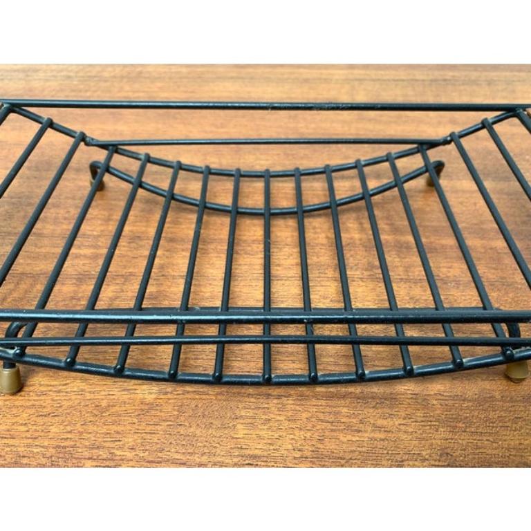 Metal Mid-Century String Style Fruit Bowl With Teak Handle, 1960s For Sale
