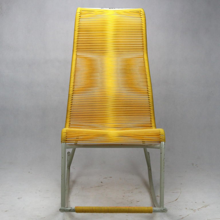 Mid Century String Tubular Rocking Chair, 1960s For Sale at 1stDibs