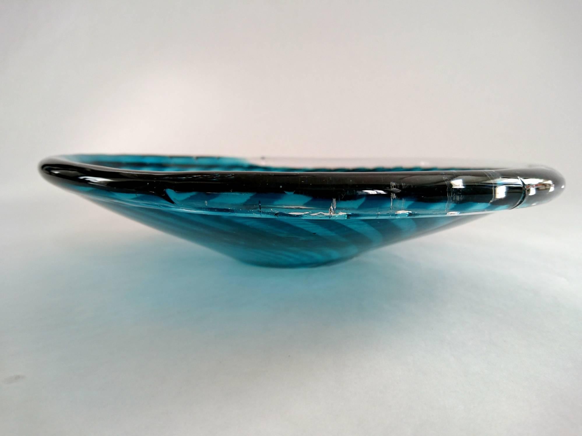 Mid-Century Modern Midcentury Striped Glass Bowl by Gullaskruf, Sweden For Sale