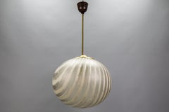Mid-Century Striped Glass Globe Pendant by Peill & Putzler, Germany, 1970s
