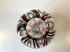 Vase Holmegaard en verre d'art rayé du milieu du siècle dernier par Michael Bang, années 1960