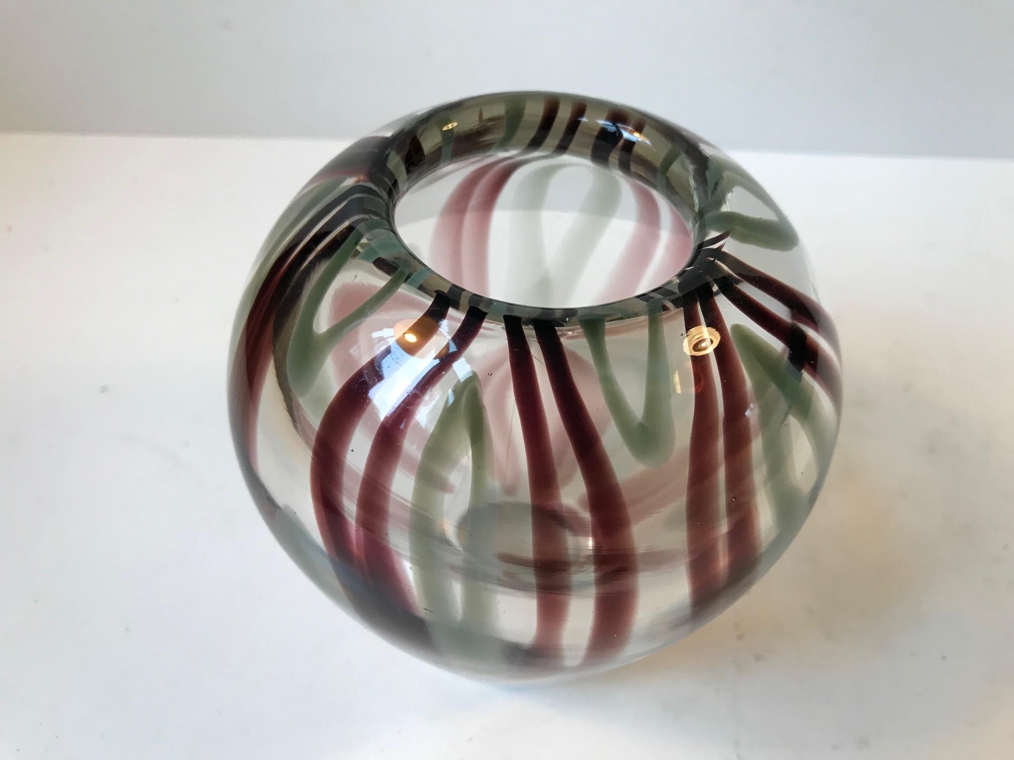 Midcentury Striped Italian Glass Vase from Venini, 1950s In Good Condition For Sale In Esbjerg, DK