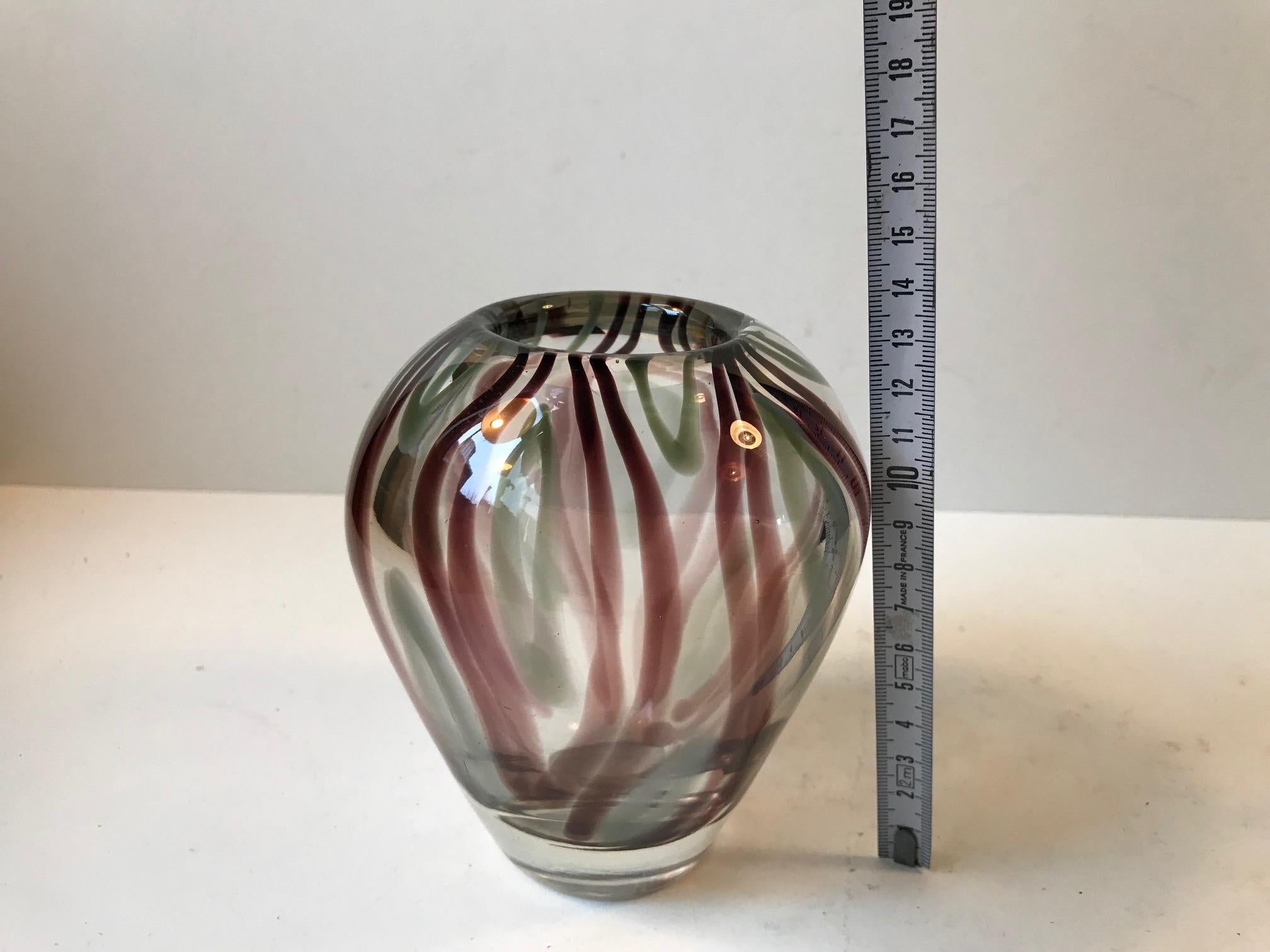 Mid-20th Century Midcentury Striped Italian Glass Vase from Venini, 1950s For Sale