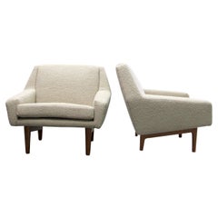 Mid-Century Structural pair of Armchairs Newly Upholstered, Swedish 