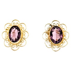 Orecchini di vetro a perno di metà secolo in 14k