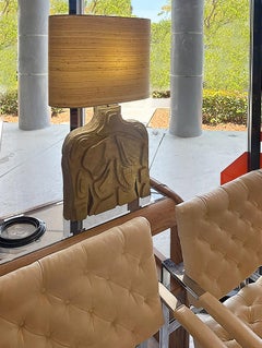 Mid-century Studio Abstract Sculptural Male/Female Table Lamp, Vintage Shade