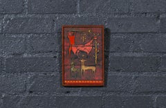 Mid-Century Studio Ceramic Plaque w/ Primitivist Animal & Hunting Motifs