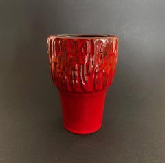 Mid-Century Studio Ceramic Vase in Fat Lava Red by Artist van Daalen, Germany