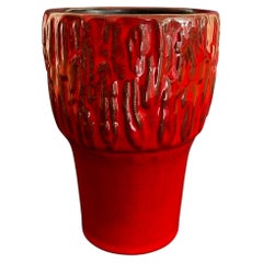 Mid-Century Studio Ceramic Vase in Fat Lava Red by Artist van Daalen, Germany