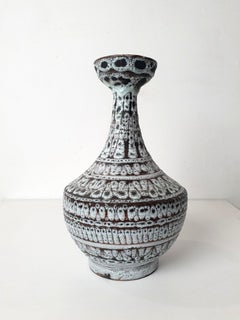 Mid-Century Modern Italian Ceramic Vase, White and Gray Glaze, 1930s