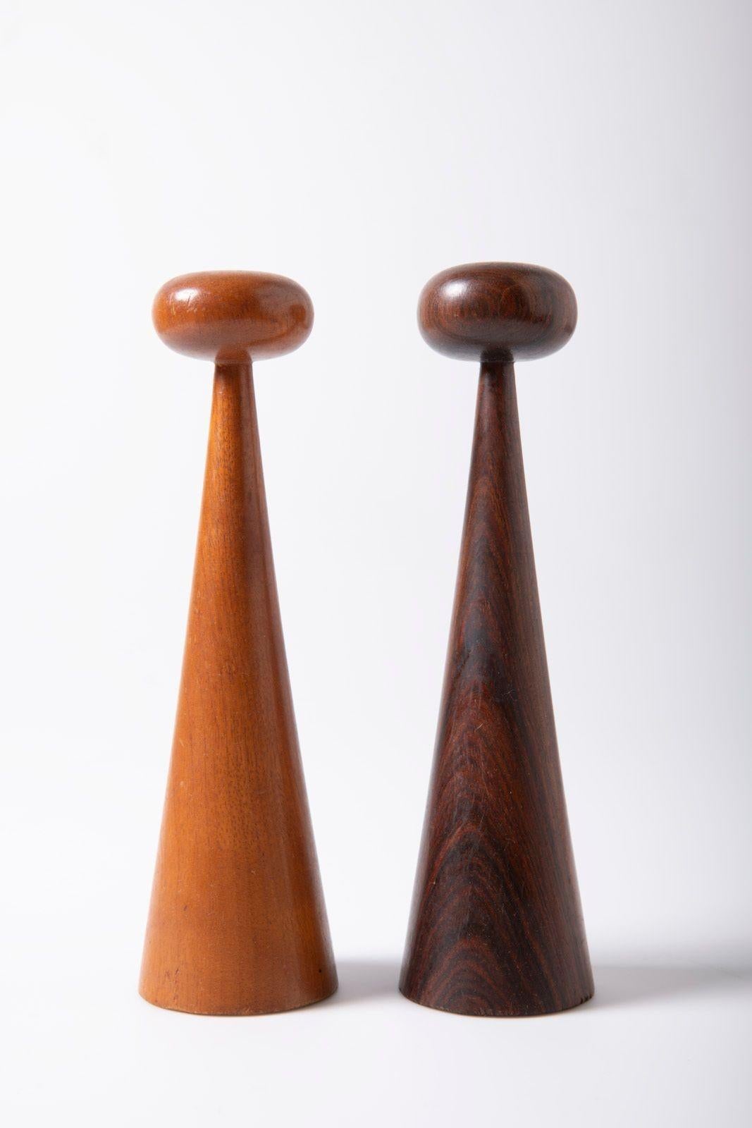 Mid-Century Studio Craft Chess Set in Brazilian Rosewood & Philippine Mahogany For Sale 3