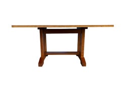 Mid-Century Studio Craft Solid Cherry Dining Table Mission Trestle Style
