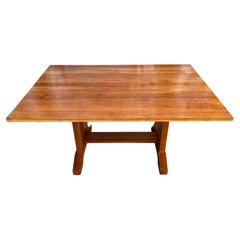 Vintage Mid-Century Studio Craft Solid Cherry Dining Table Mission Trestle Style