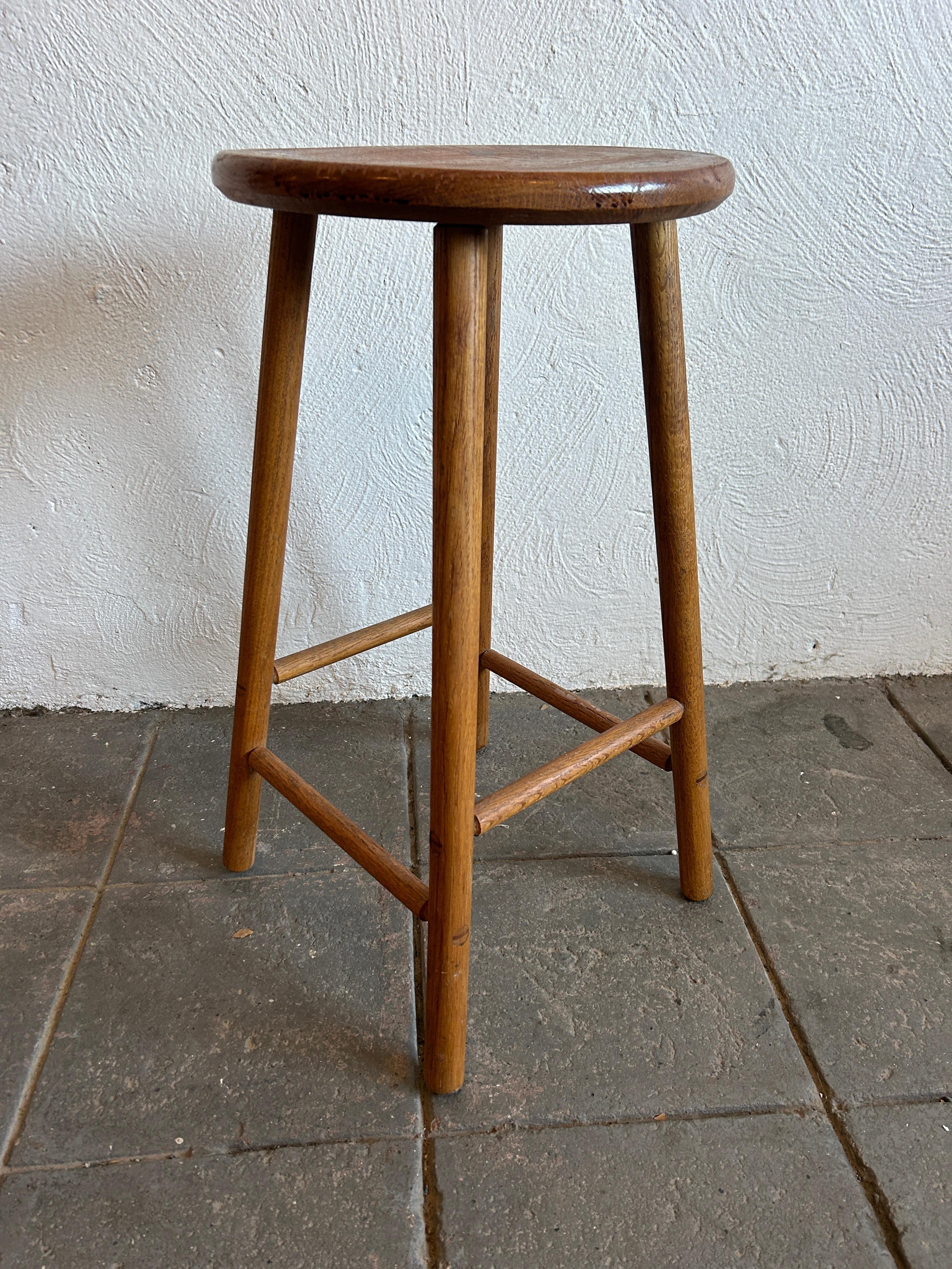 Mid-Century Modern Mid century studio craft solid oak simple stool For Sale