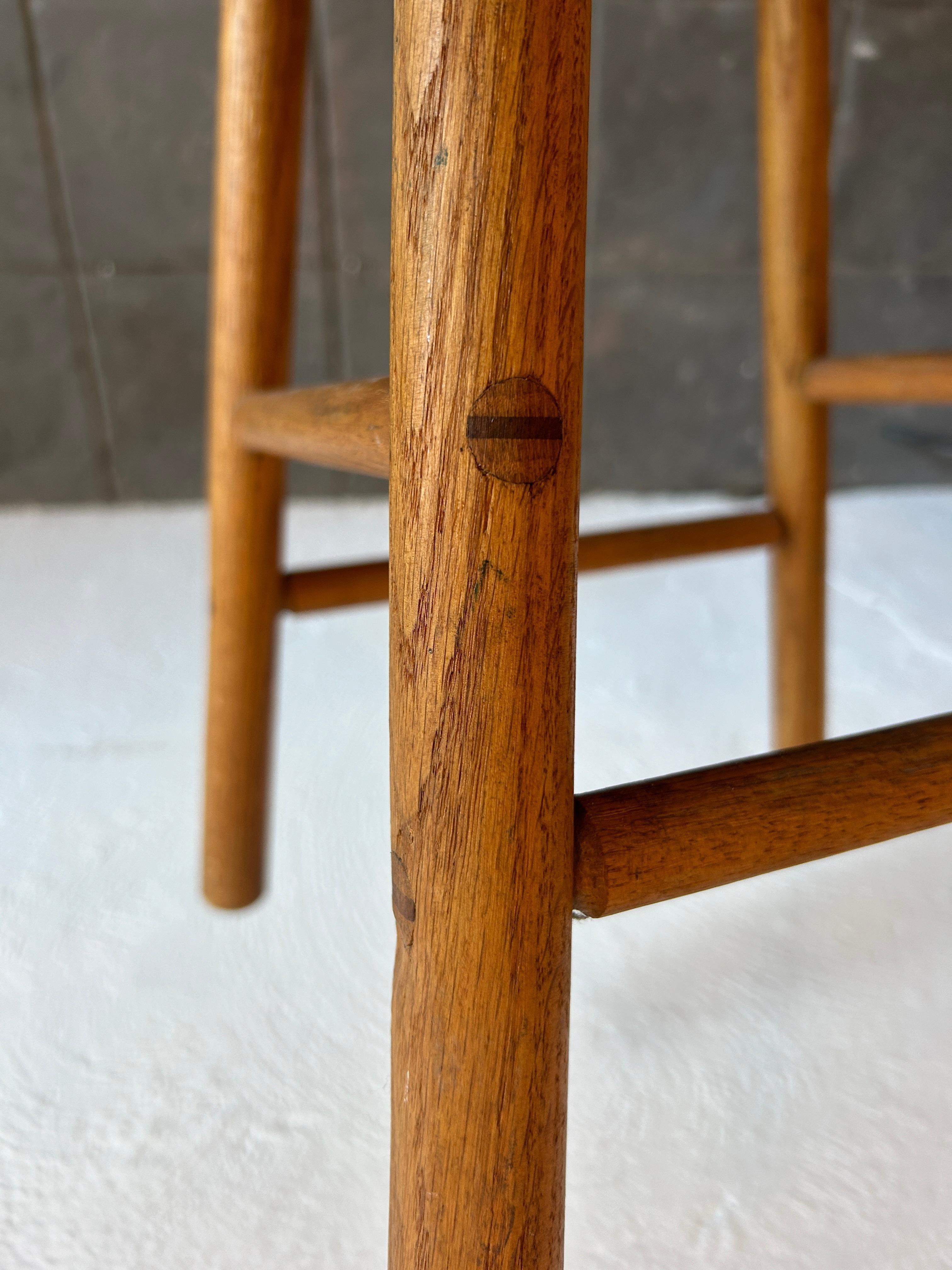 Woodwork Mid century studio craft solid oak simple stool For Sale