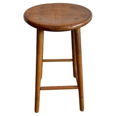 Vintage Mid century studio craft solid oak simple stool