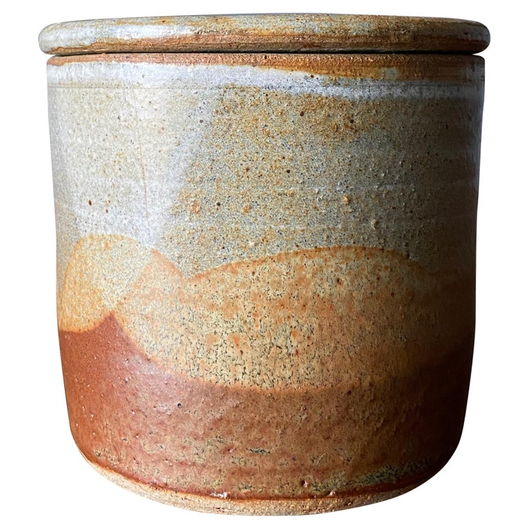Mid Century Studio Crafted Lidded Ceramic Jar For Sale at 1stDibs
