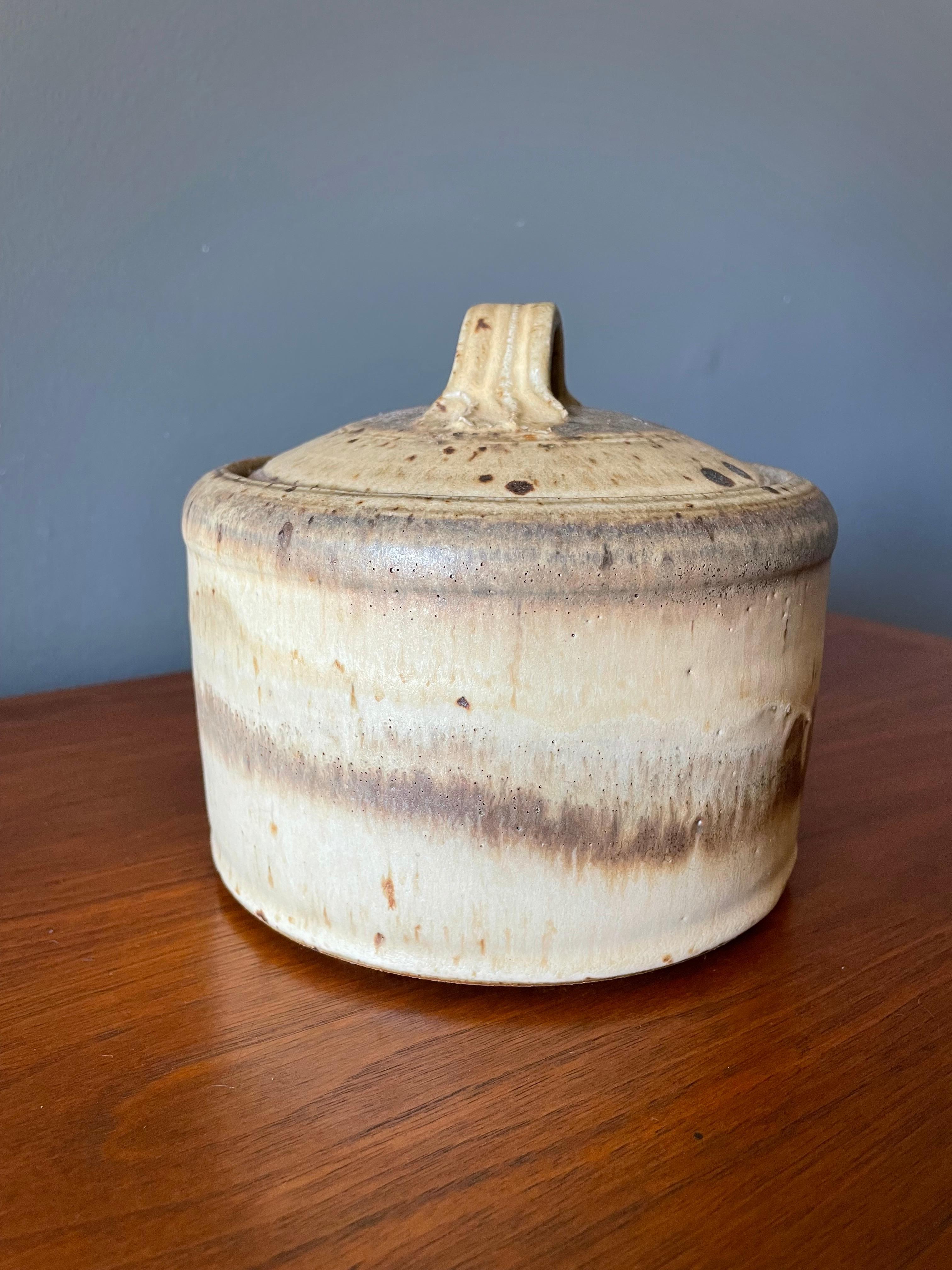 American Mid Century Studio Crafted Lidded Container with Handle Number 1 For Sale