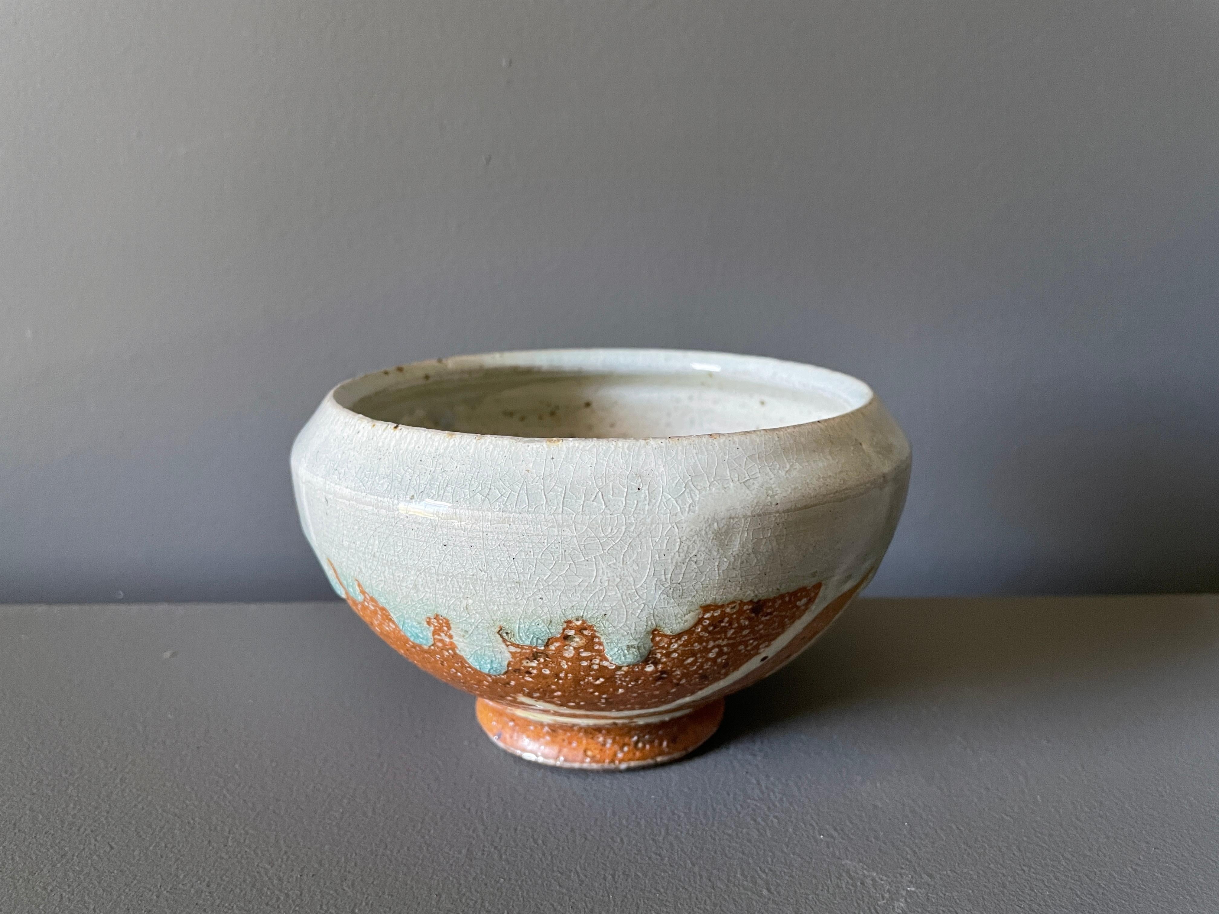 Vintage studio crafted pottery, circa 1960s. Beautiful glazing and composition.