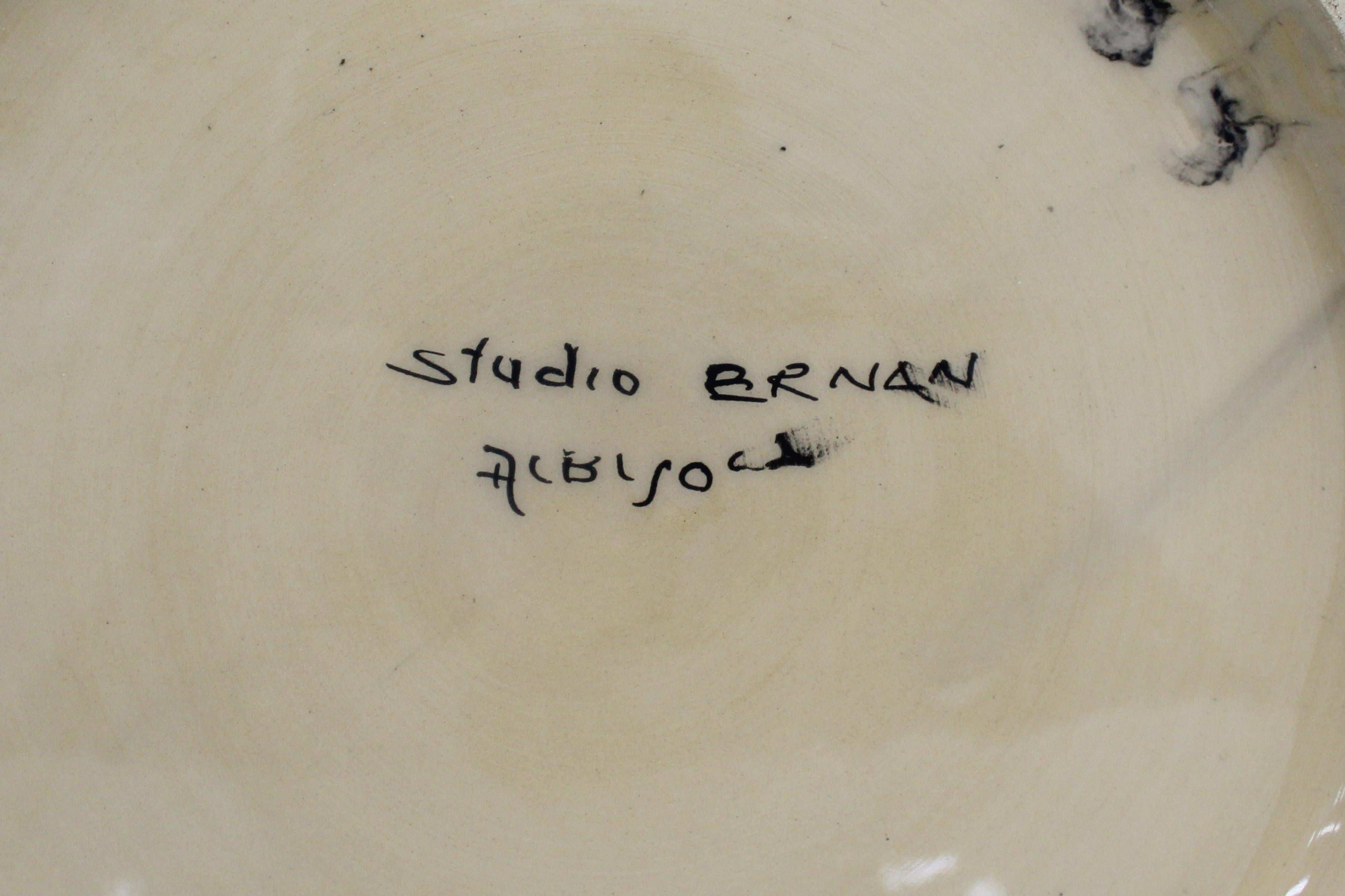 Mid-Century Studio Ernan Albisola Hand-Glazed Ceramic Cachepot 70s Italy For Sale 5