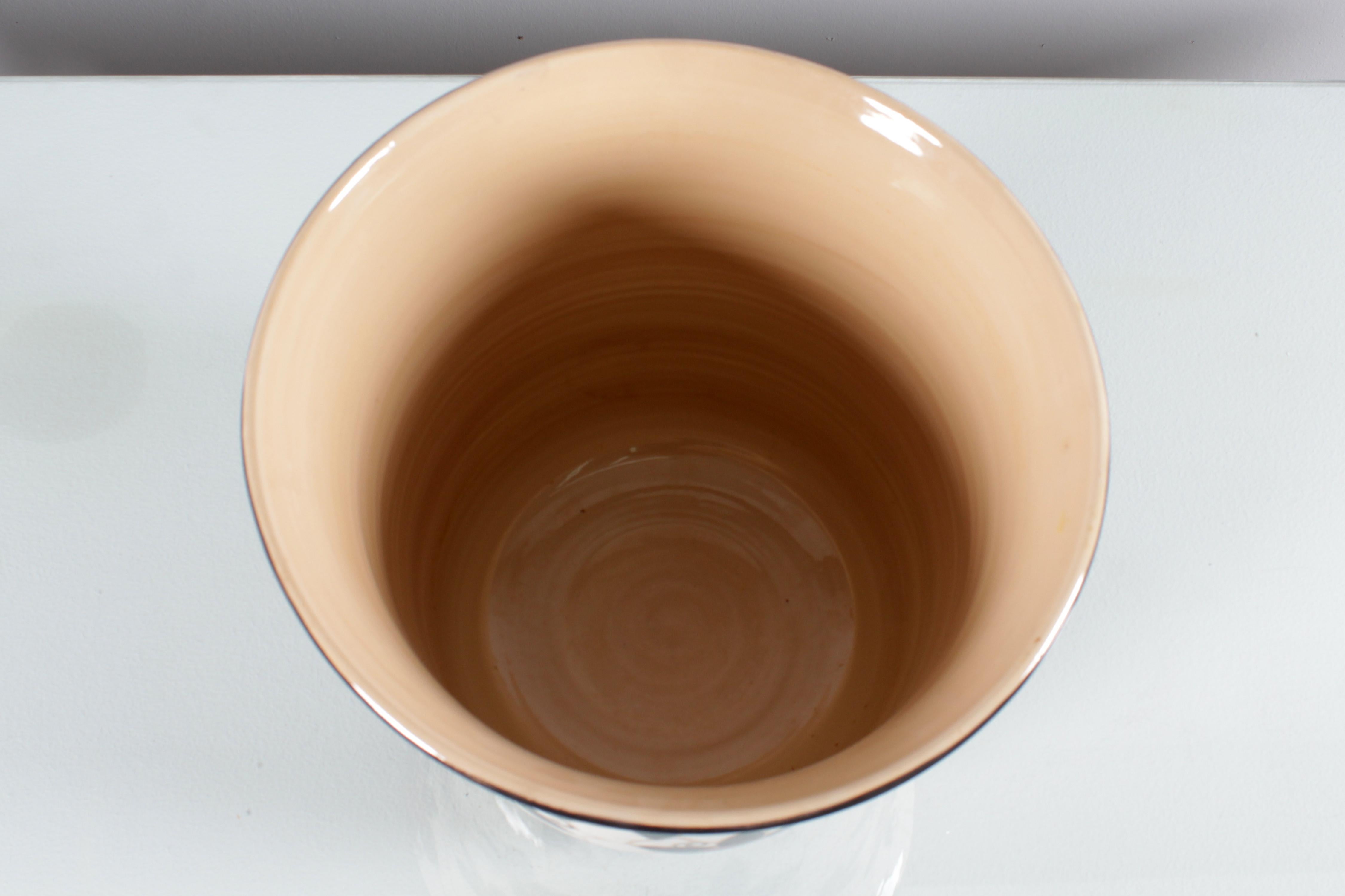 Late 20th Century Mid-Century Studio Ernan Albisola Hand-Glazed Ceramic Cachepot 70s Italy For Sale