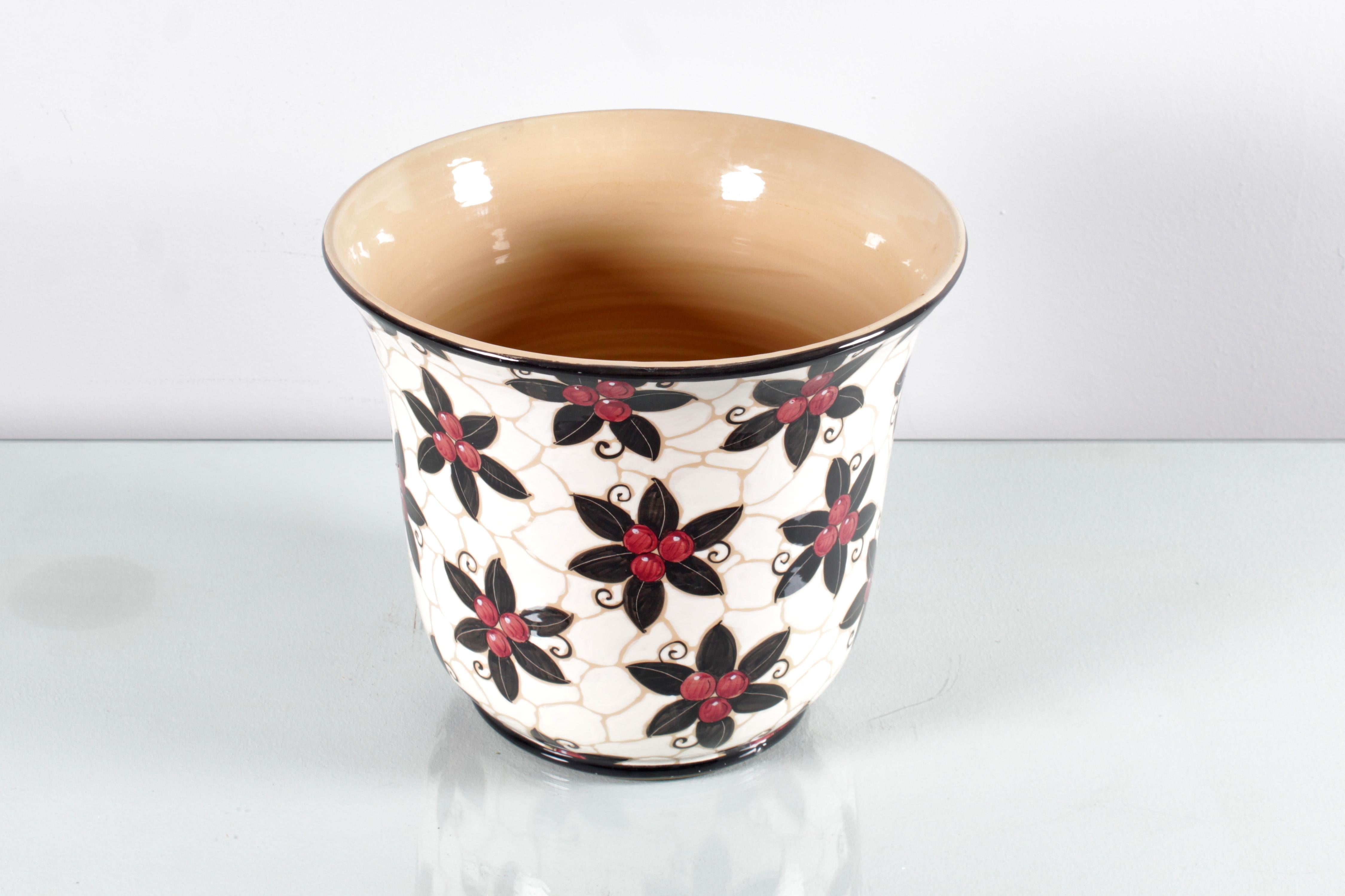 Mid-Century Studio Ernan Albisola Hand-Glazed Ceramic Cachepot 70s Italy For Sale 1