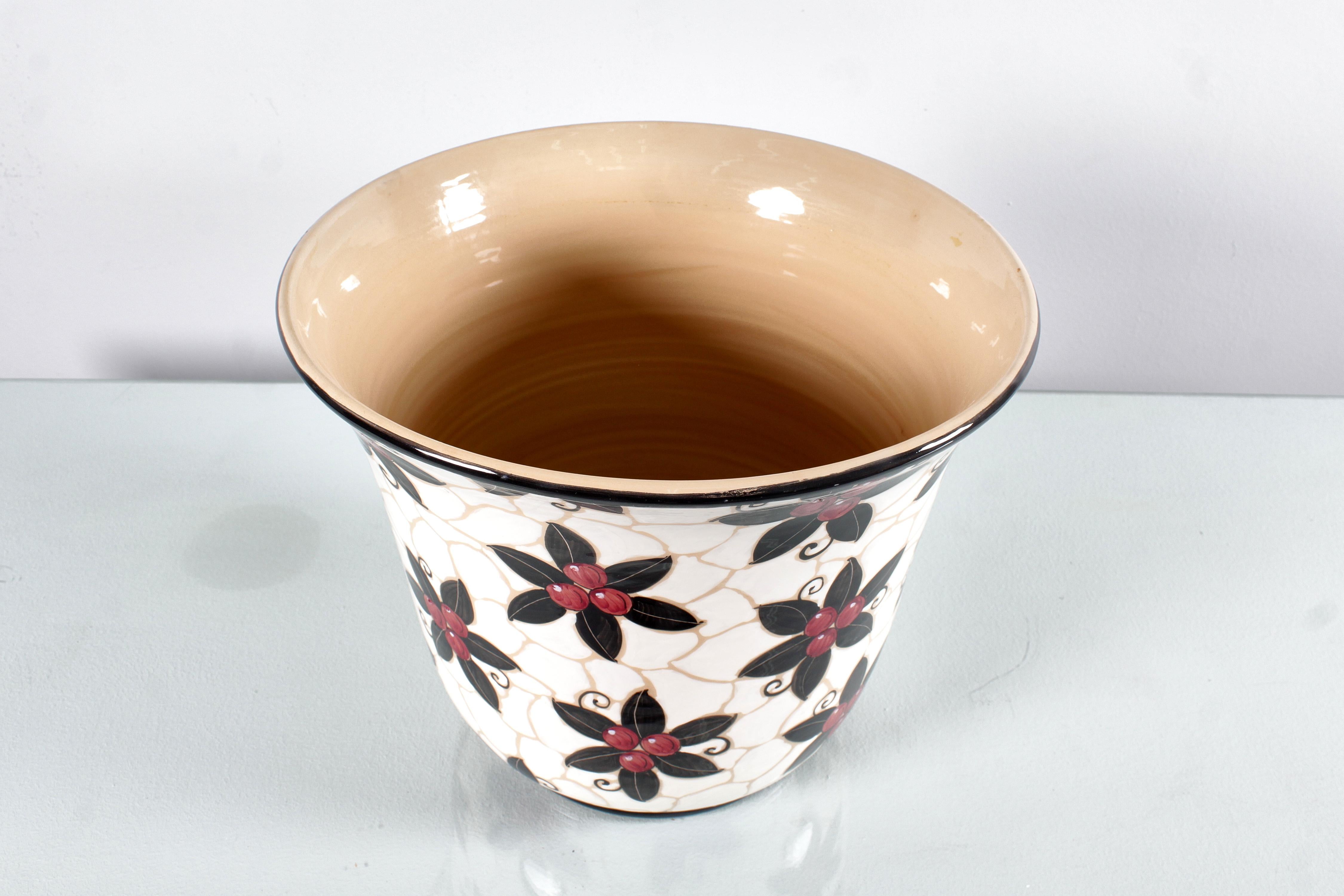 Mid-Century Studio Ernan Albisola Hand-Glazed Ceramic Cachepot 70s Italy For Sale 2