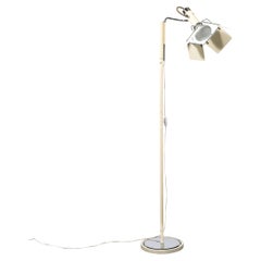 Mid-Century Studio Floor Lamp W/ Adjustable Reflectors in Off-White Enamel