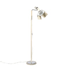 Mid-Century Studio Floor Lamps W/ Adjustable Reflectors in Off-White Enamel