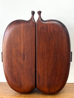 Mid Century Studio Handcrafted Wood Table Bar Cabinet, Circa 1960s