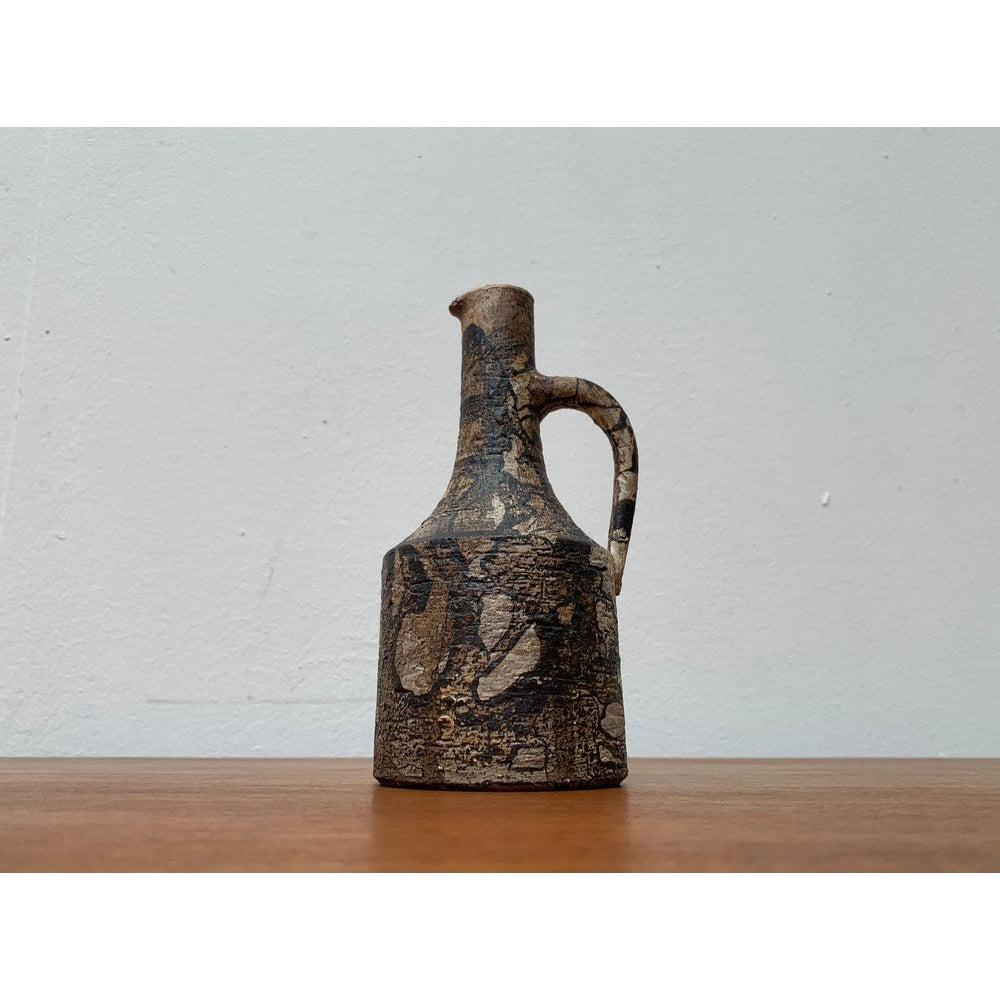 German Mid-Century Studio Pottery Brutalist Carafe Vase by Gerhard Liebenthron, 1976s For Sale