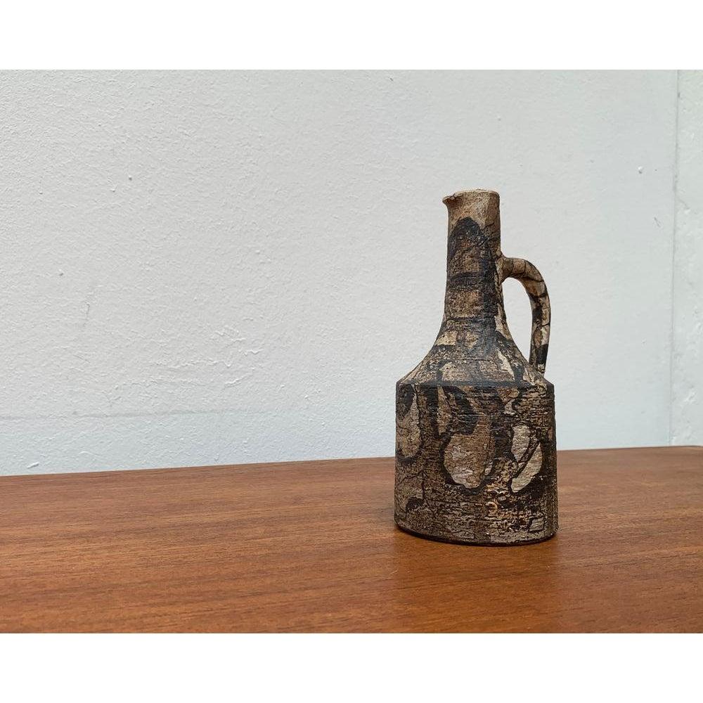 20th Century Mid-Century Studio Pottery Brutalist Carafe Vase by Gerhard Liebenthron, 1976s For Sale