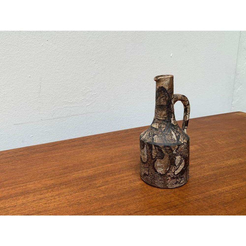 Ceramic Mid-Century Studio Pottery Brutalist Carafe Vase by Gerhard Liebenthron, 1976s For Sale
