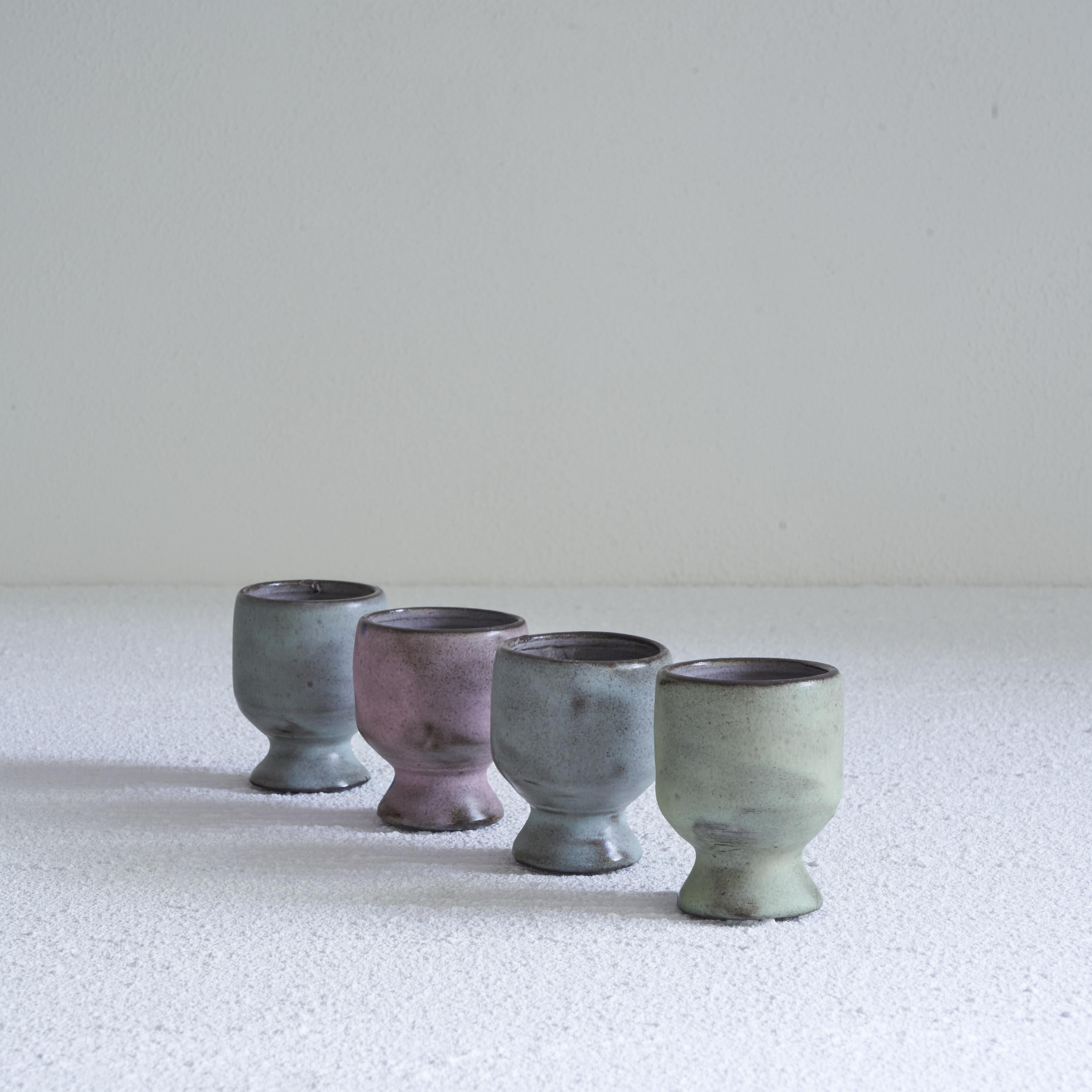 20th Century Mid Century Studio Pottery Egg Cups Set of 4 For Sale