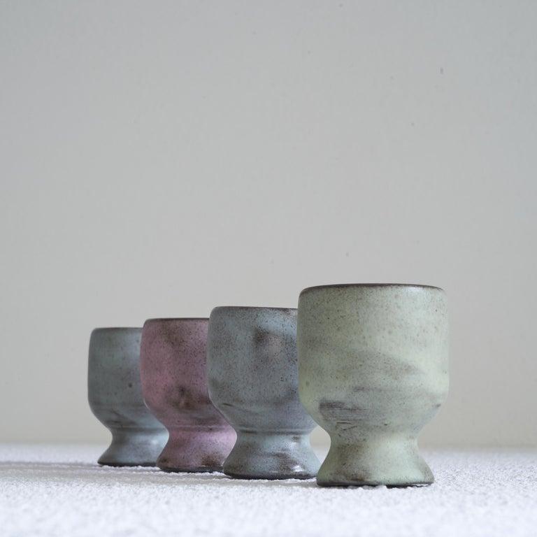 Mid Century Studio Pottery Egg Cups Set of 4 For Sale 1