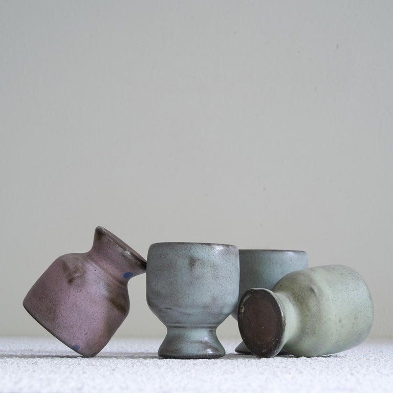 Mid Century Studio Pottery Egg Cups Set of 4 For Sale 2
